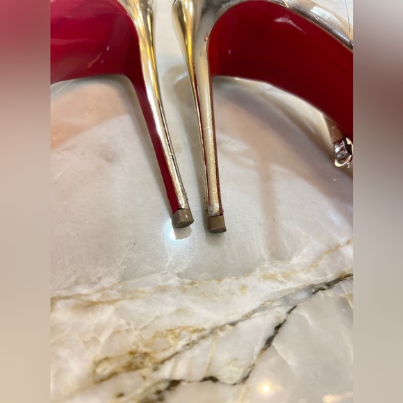 Christian Louboutin SPIKOO 100 light gold & transparent stilettos - Picture 2 of 12